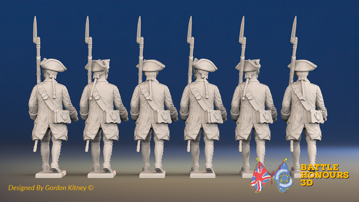 Seven Years’ War Russian Musketeers - March Attack - Winter Uniform, rear view. Supplied unpainted.