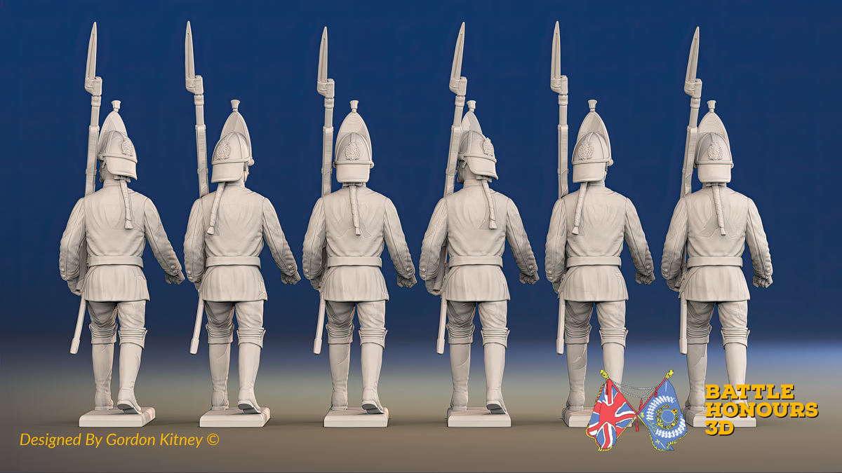 Seven Years’ War Russian Grenadiers - March Attack - Summer Uniform - Observation Corps, rear view. Supplied unpainted.