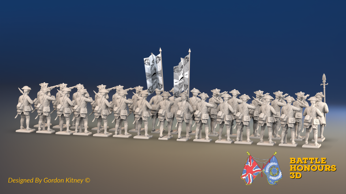Seven Years’ War Prussian Musketeer Battalion - Firing Line - Set 2 - 30 Figures, rear view. Supplied unpainted.