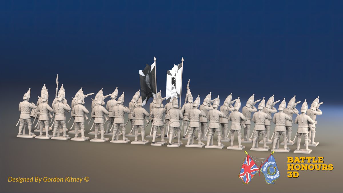 Seven Years’ War Russian Grenadier Battalion - Firing - Summer Uniform - Observation Corps - 30 Figures, rear view. Supplied unpainted.