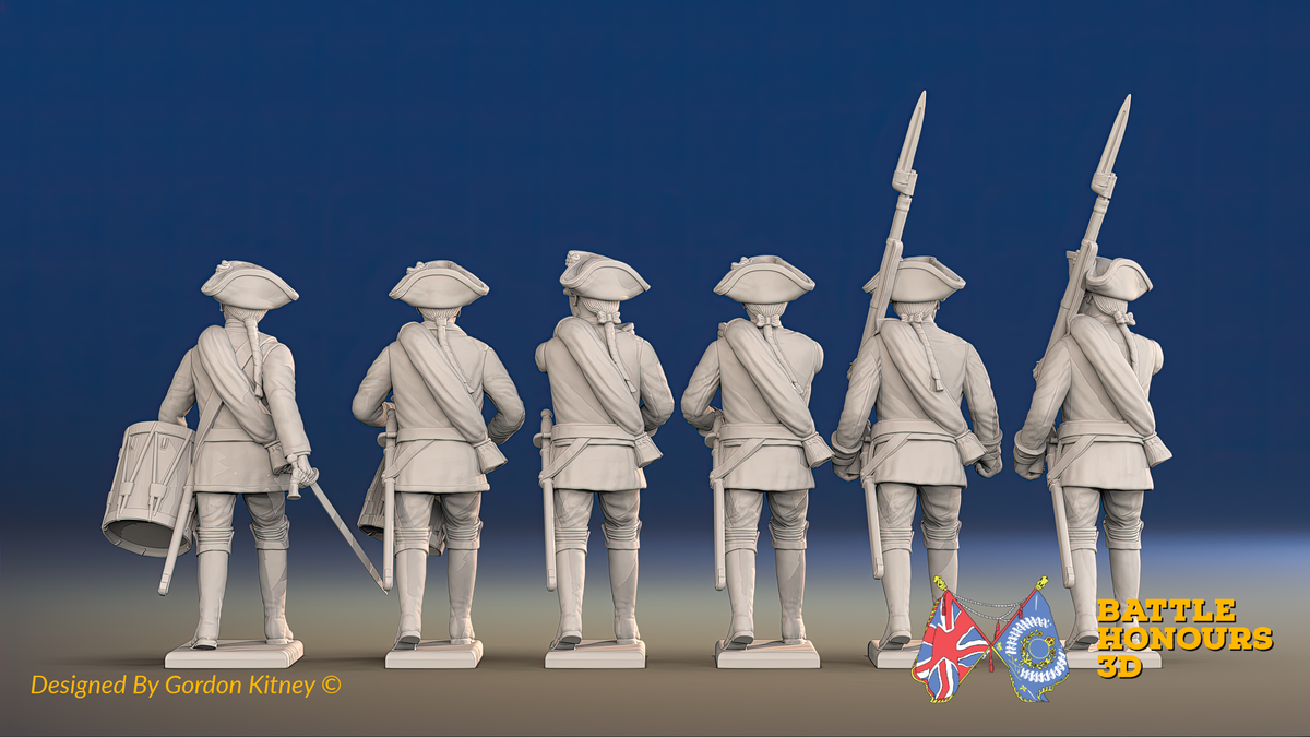 Seven Years’ War Russian Musketeers Command - Summer Uniform - Observation Corps - Rolled Coats, rear view. Supplied unpainted.