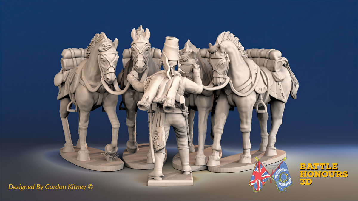 Seven Years’ War Prussian Hussar Horse Holder - Set 3, front view. Supplied unpainted.
