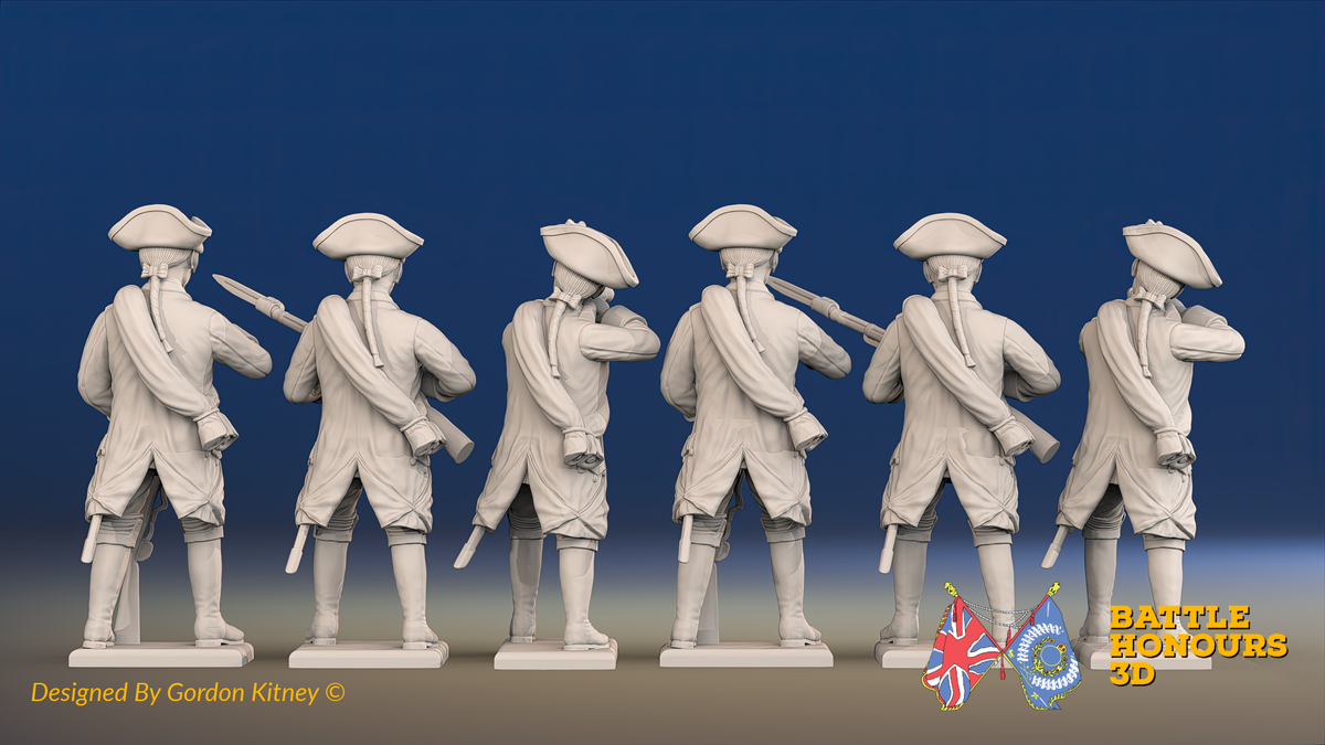 Seven Years’ War Russian Musketeers - Firing - Winter Uniform - Observation Corps - Rolled Cloaks, rear view. Supplied unpainted.