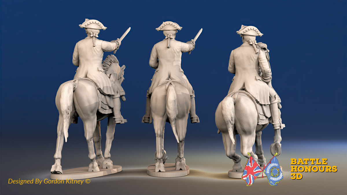 Seven Years’ War Prussian Mounted Colonels - Pointed Coat Lace, rear view. Supplied unpainted.