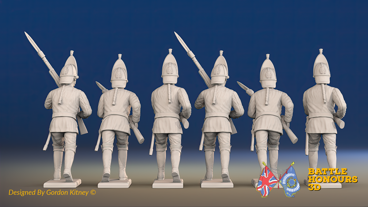 Seven Years’ War Russian Grenadiers - Advancing - Summer Uniform - Observation Corps, rear view. Supplied unpainted.