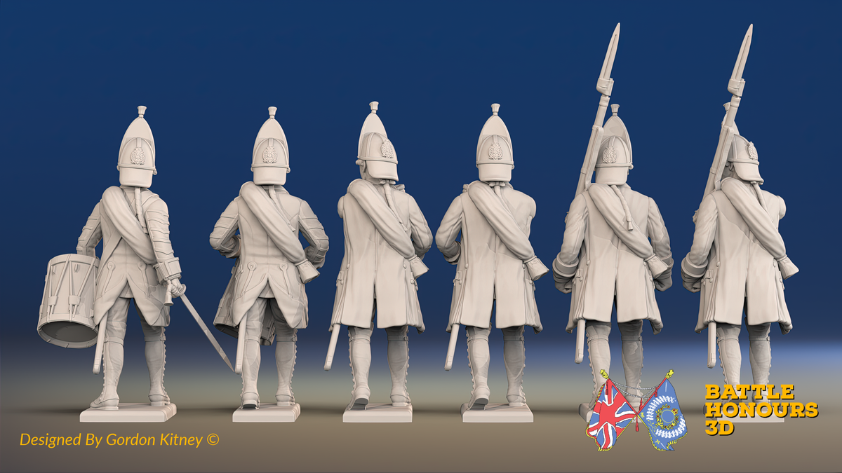 Seven Years’ War Russian Grenadiers Command - Winter Uniform - Rolled Cloaks, rear view. Supplied unpainted.