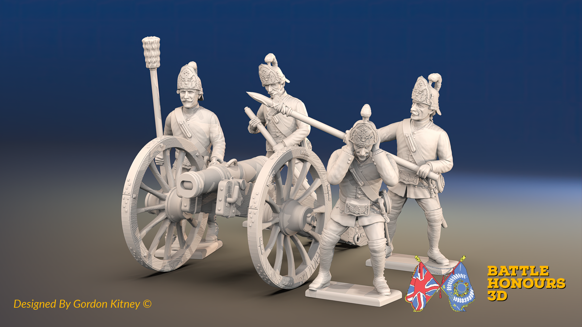 Seven Years’ War Russian Secret Howitzer and Crew - Firing Crew - Summer Uniform, front view. Supplied unpainted.