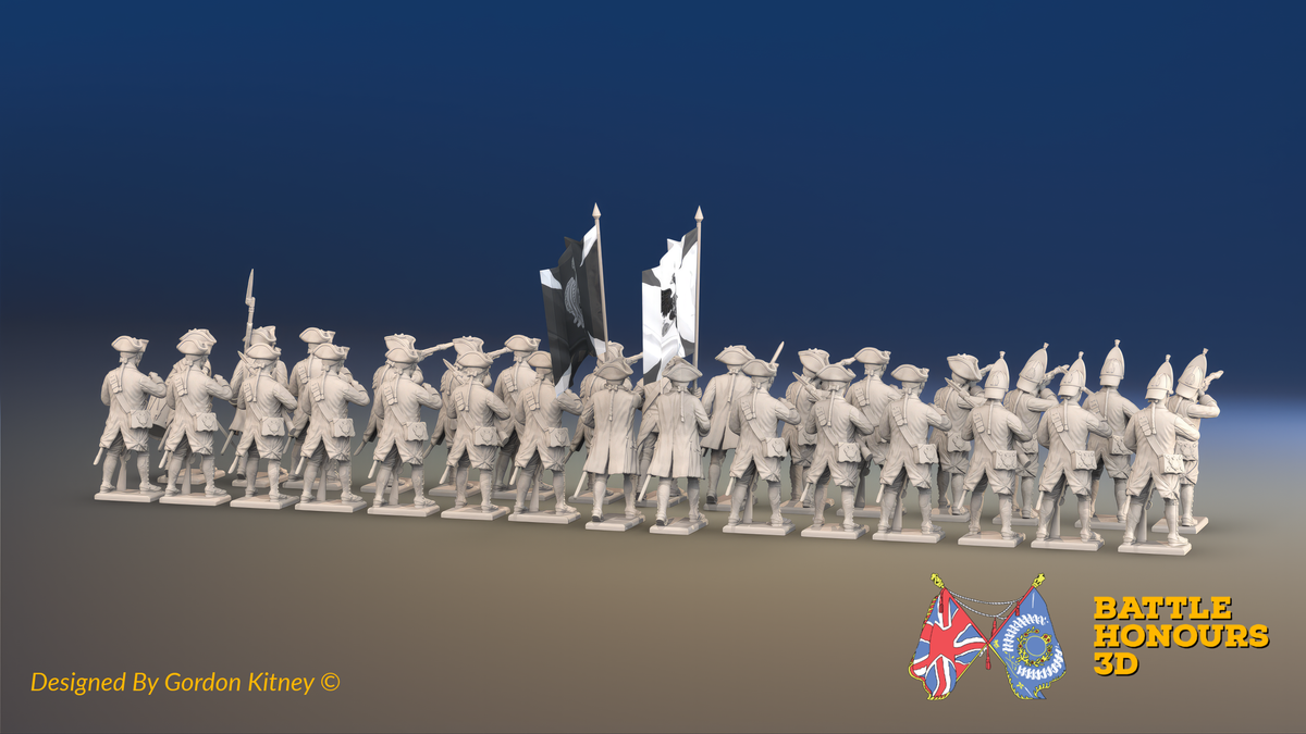 Seven Years’ War Russian Musketeer Battalion - Firing Line - Winter Uniform - 30 Figures, rear view. Supplied unpainted.