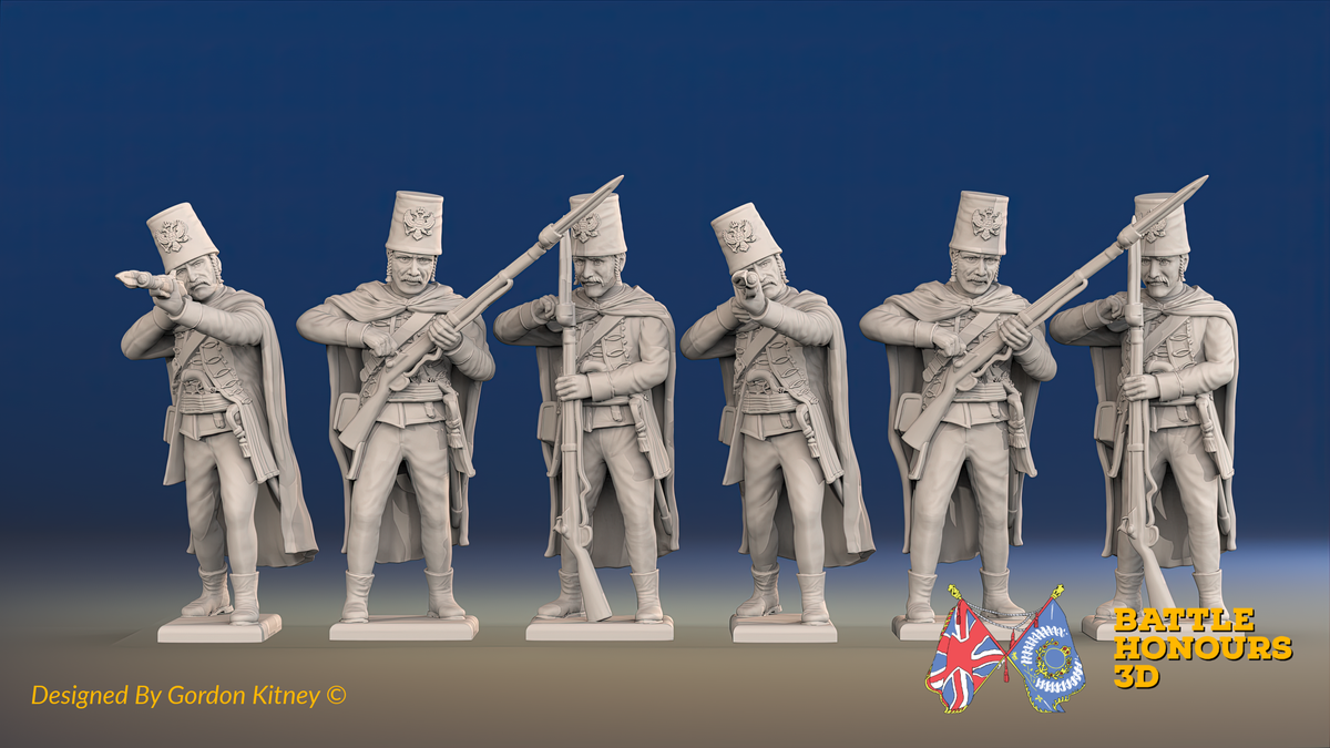Seven Years’ War Russian Pandurs - Firing - Winter Uniform, front view. Supplied unpainted.
