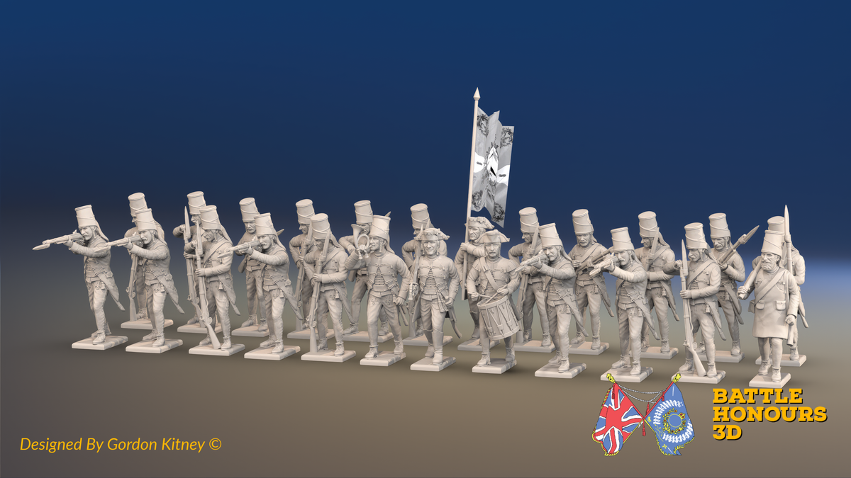 Seven Years’ War Prussian Von Kleist Infantry Battalion - Firing Line - 24 Figures, front view. Supplied unpainted.