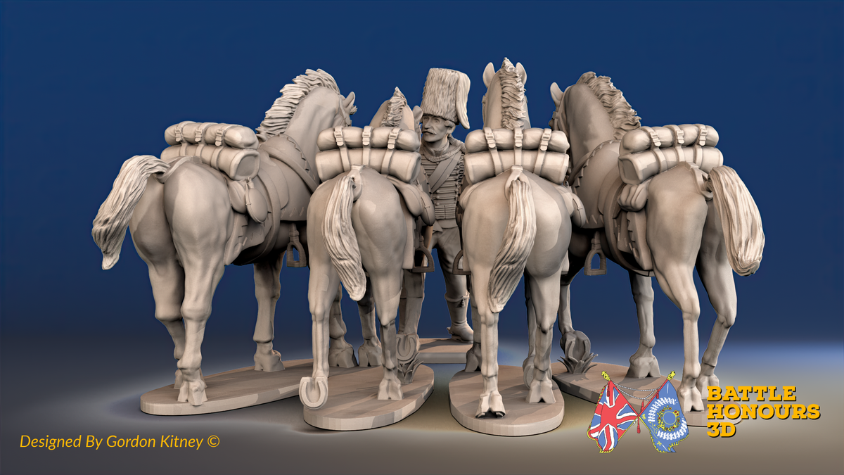 Seven Years’ War Prussian Hussar Horse Holder - Set 1, rear view. Supplied unpainted.