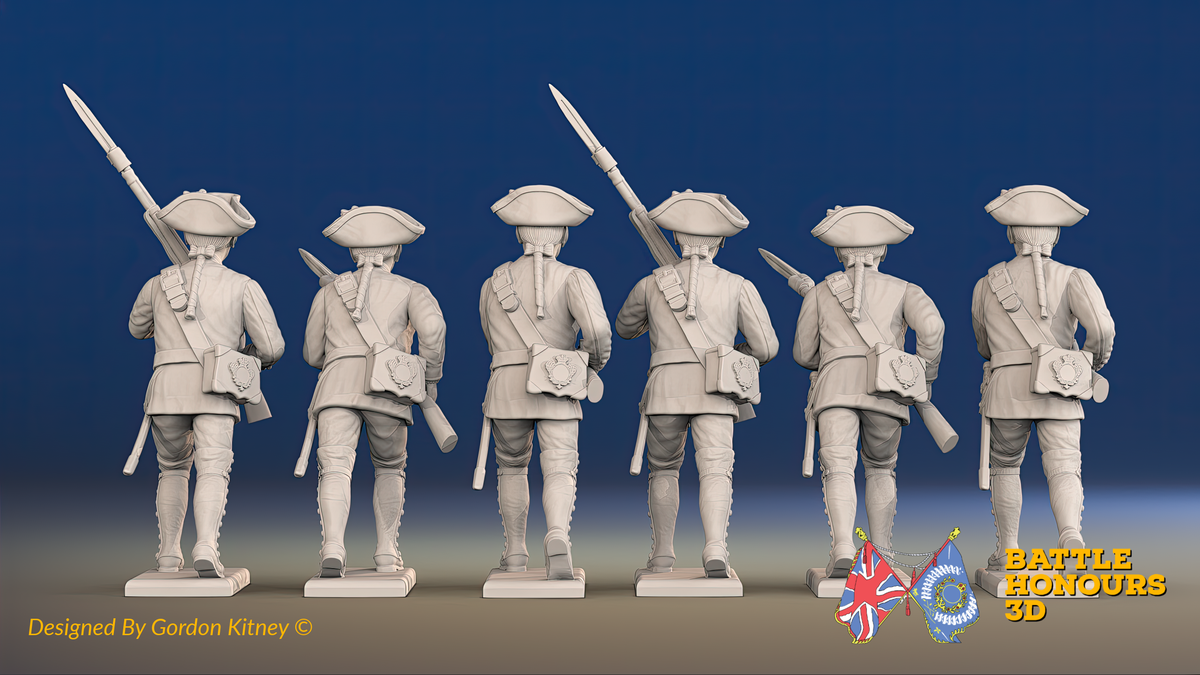 Seven Years’ War Russian Musketeers - Advancing - Summer Uniform, rear view. Supplied unpainted.