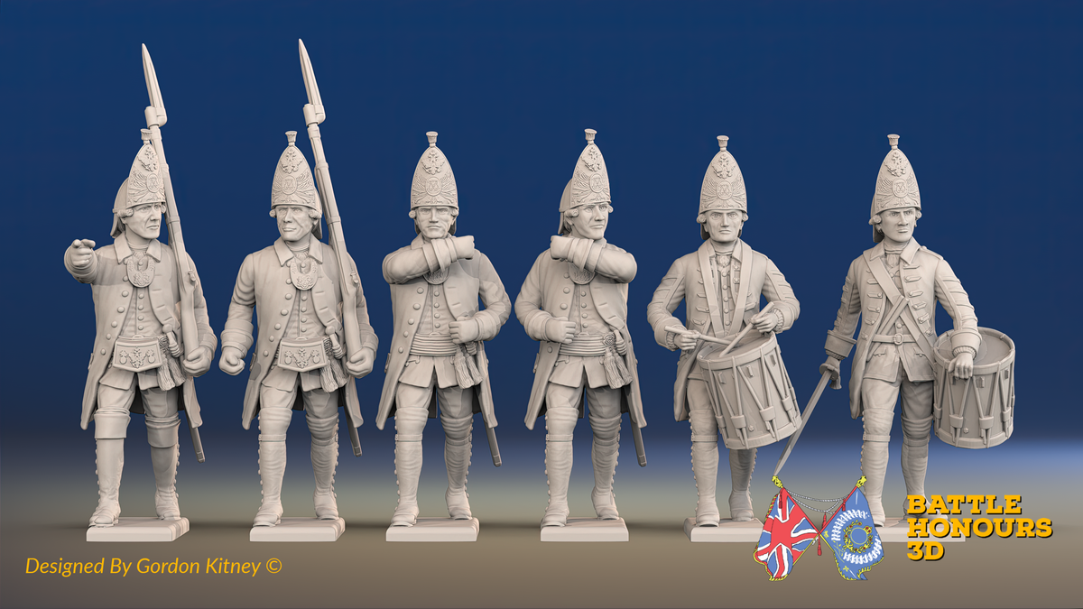 Seven Years’ War Russian Grenadiers Command - Winter Uniform, front view. Supplied unpainted.