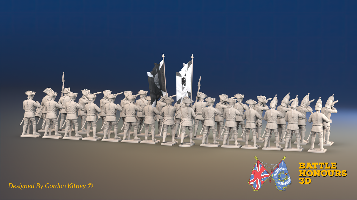 Seven Years’ War Russian Musketeer Battalion - Firing Line - Summer Uniform - Observation Corps - 30 Figures, rear view. Supplied unpainted.