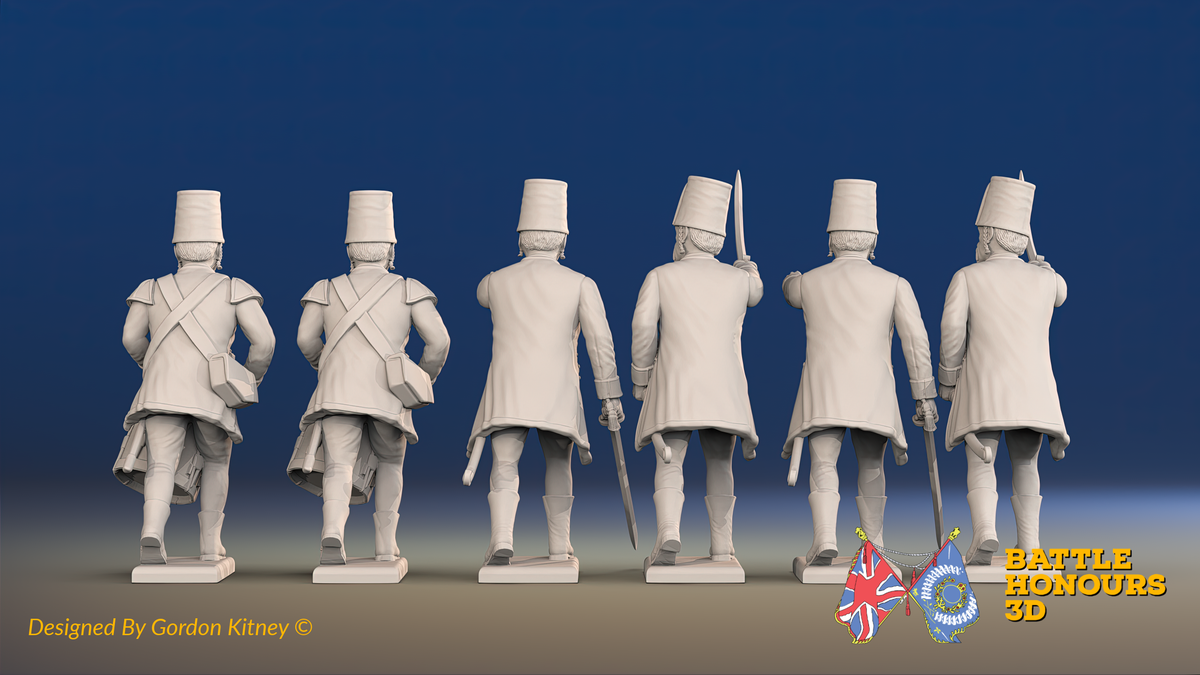 Seven Years’ War Russian Pandur Grenadiers Command - Charging - Summer Uniform, rear view. Supplied unpainted.
