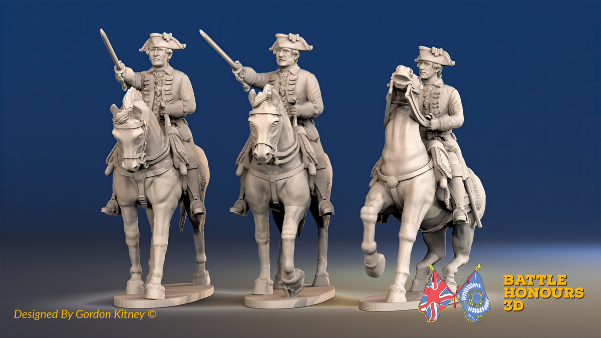 Seven Years’ War Prussian Mounted Colonels - Set 2, front view. Supplied unpainted.