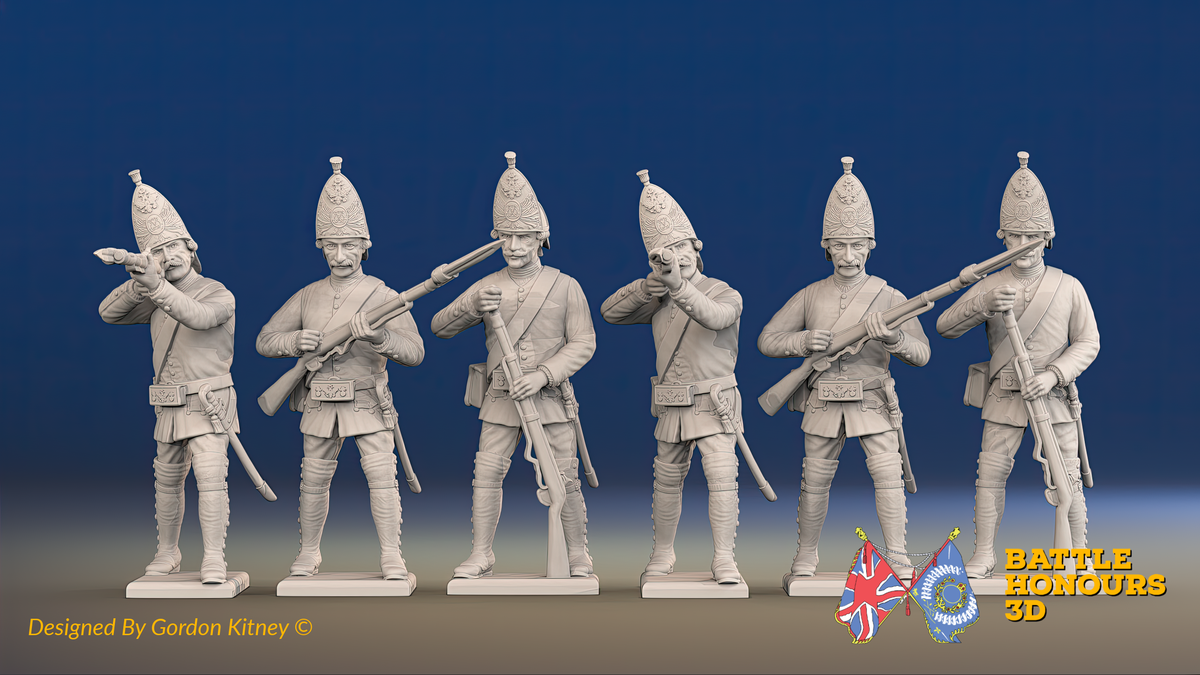 Seven Years’ War Russian Grenadiers - Firing - Summer Uniform, front view. Supplied unpainted.