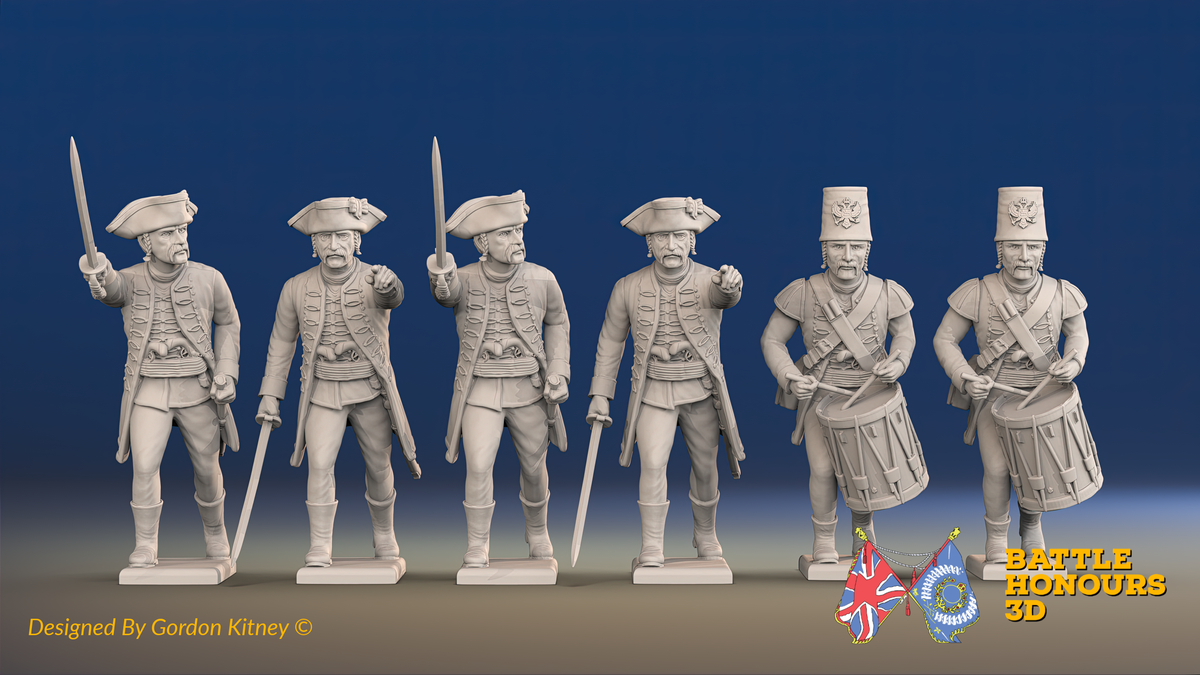 Seven Years’ War Russian Pandurs Command - Charging - Summer Uniform, front view. Supplied unpainted.
