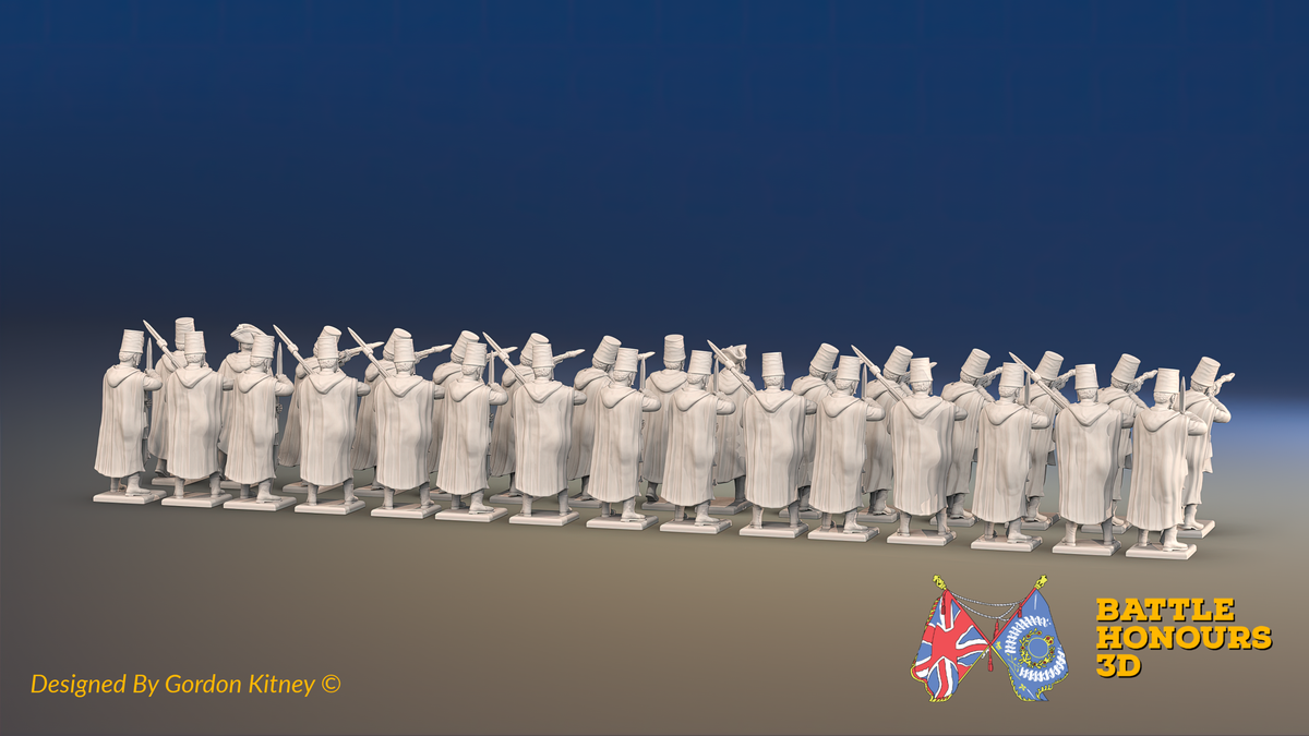 Seven Years’ War Russian Pandur Battalion - Firing - Winter Uniform - 30 Figures, rear view. Supplied unpainted.