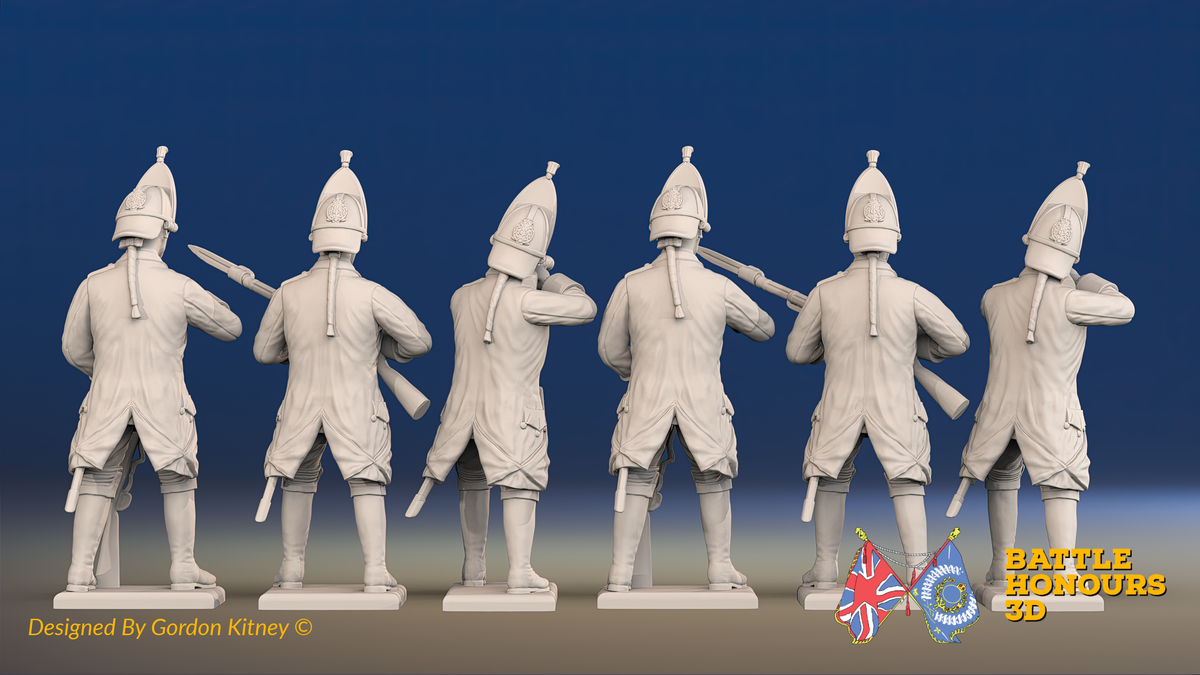 Seven Years’ War Russian Grenadiers - Firing - Winter Uniform - Observation Corps, rear view. Supplied unpainted.