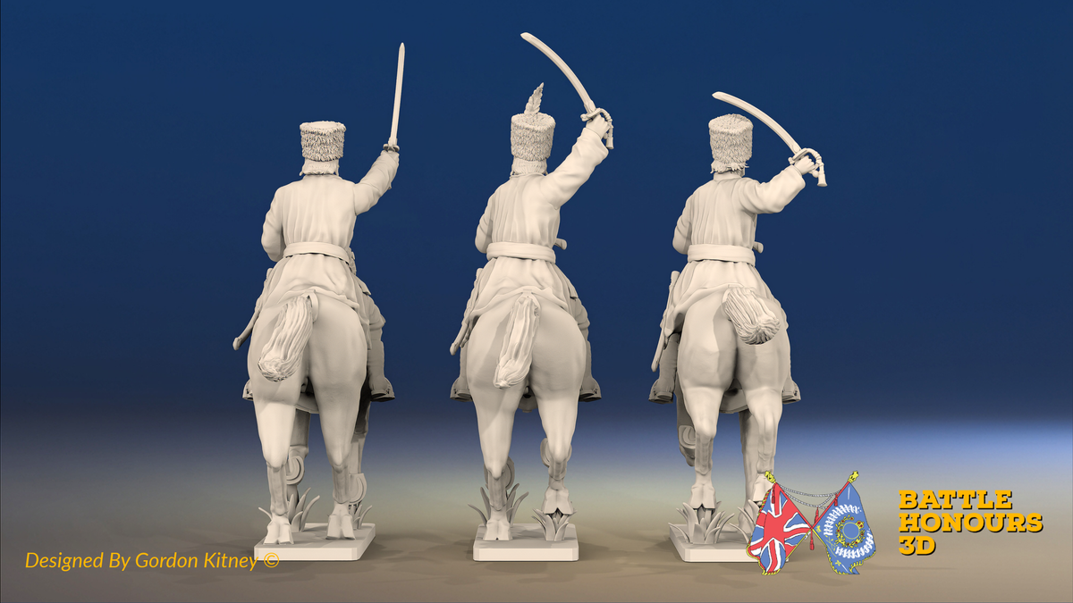 Seven Years’ War Russian Cossacks - Galloping - Swords, rear view. Supplied unpainted.