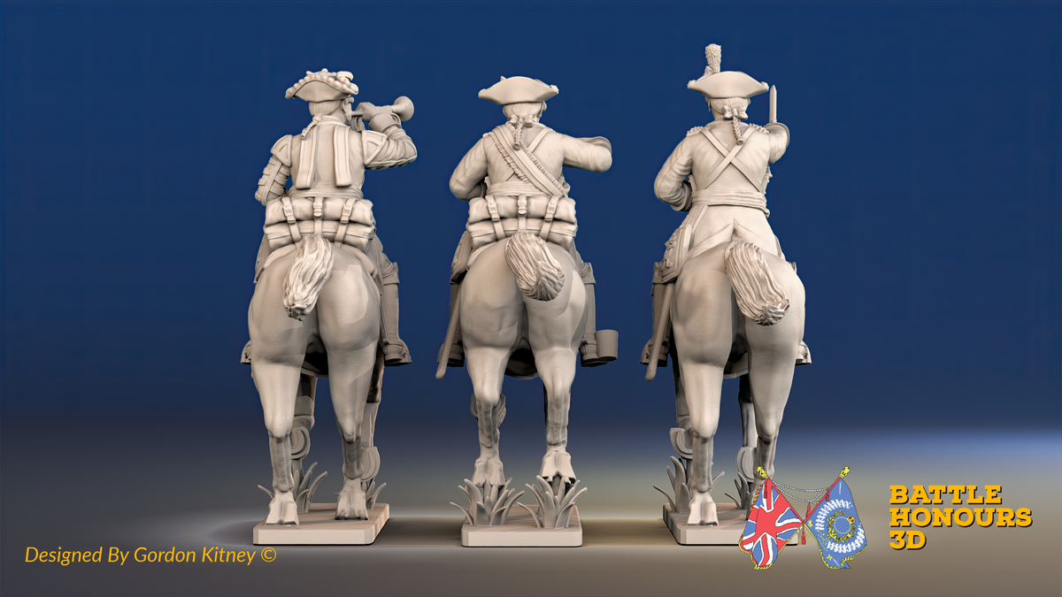 Seven Years’ War Prussian Cuirassiers Command - Galloping, rear view. Supplied unpainted.