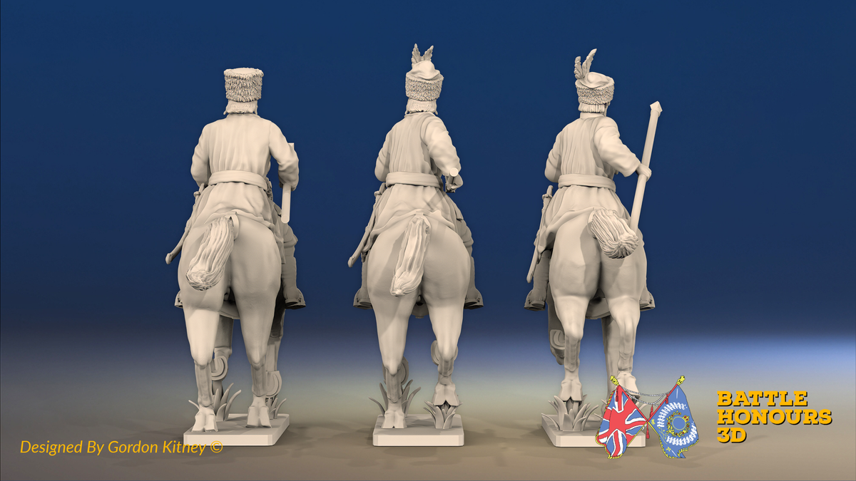 Seven Years’ War Russian Cossacks - Galloping - Lances, rear view. Supplied unpainted.