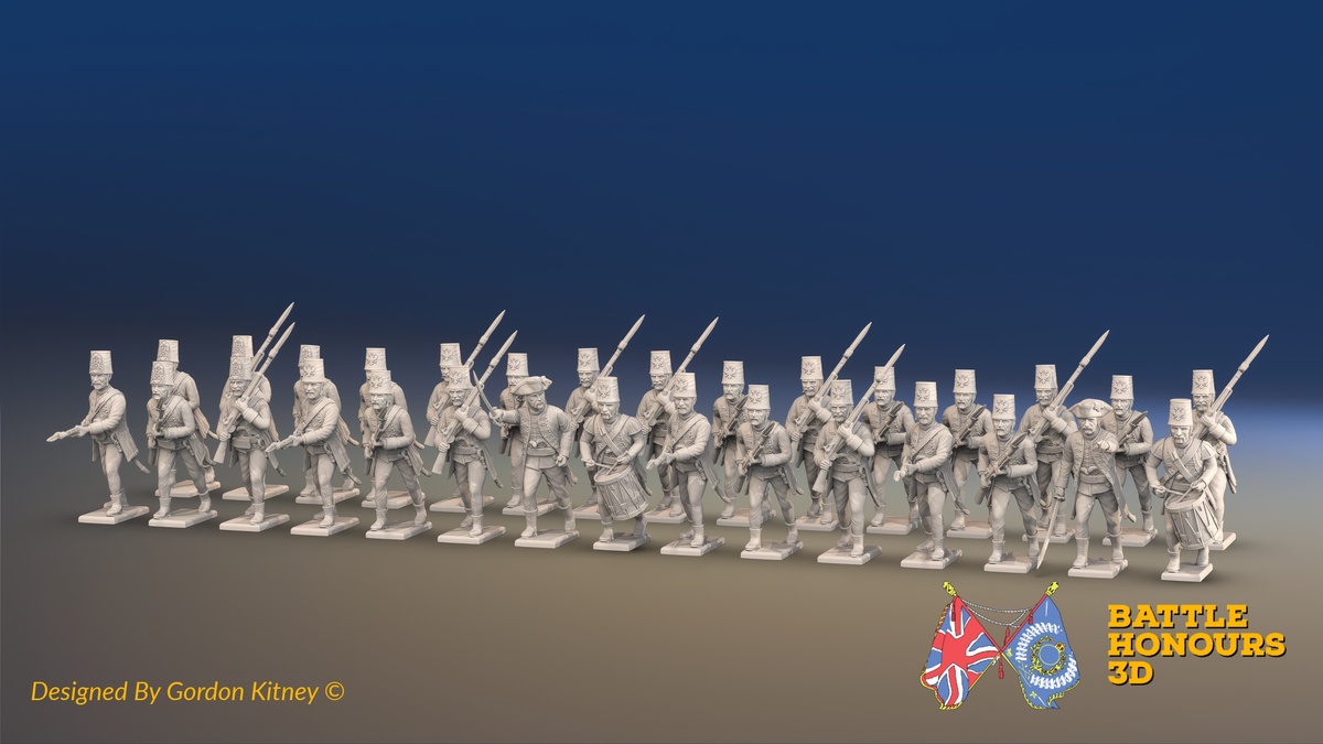 Seven Years’ War Russian Pandur Battalion - Charging - Summer Uniform - 30 Figures, front view. Supplied unpainted.