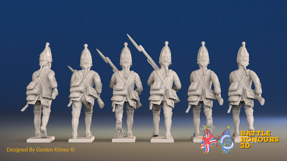Seven Years’ War Prussian Grenadiers - Charging - Long Cuff Lace, rear view. Supplied unpainted.
