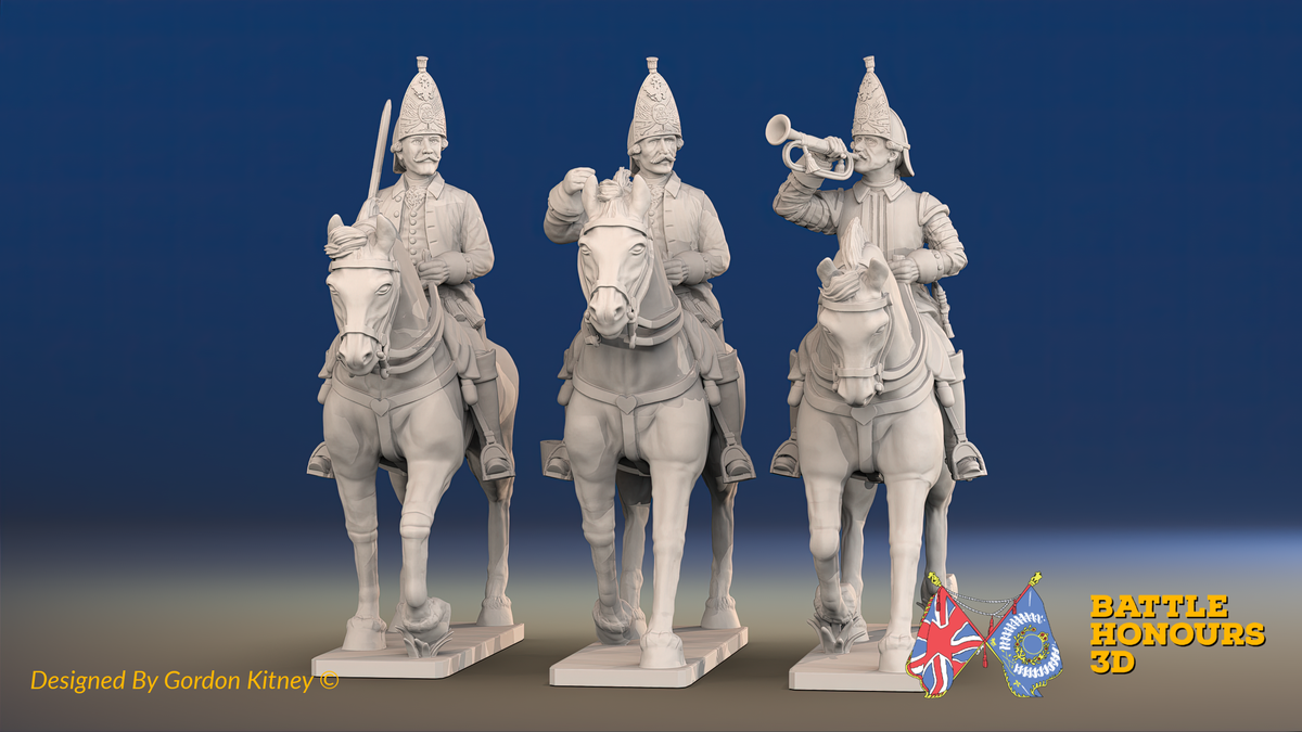 Seven Years’ War Russian Horse Grenadiers Command, front view. Supplied unpainted.