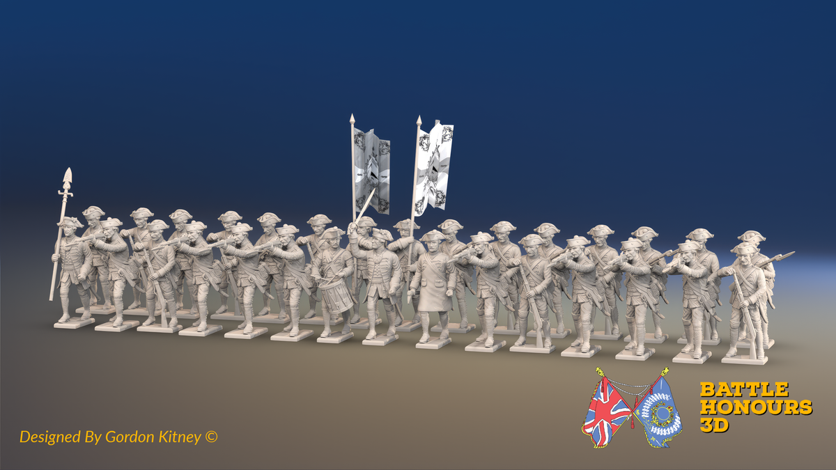 Seven Years’ War Prussian Musketeer Battalion - Firing Line - Set 3 - 30 Figures, front view. Supplied unpainted.
