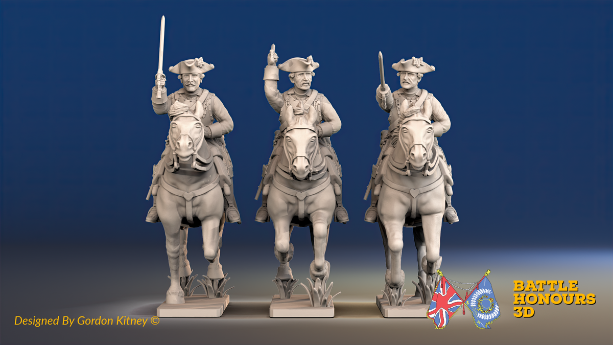 Seven Years’ War Prussian Cuirassiers - Galloping, front view. Supplied unpainted.