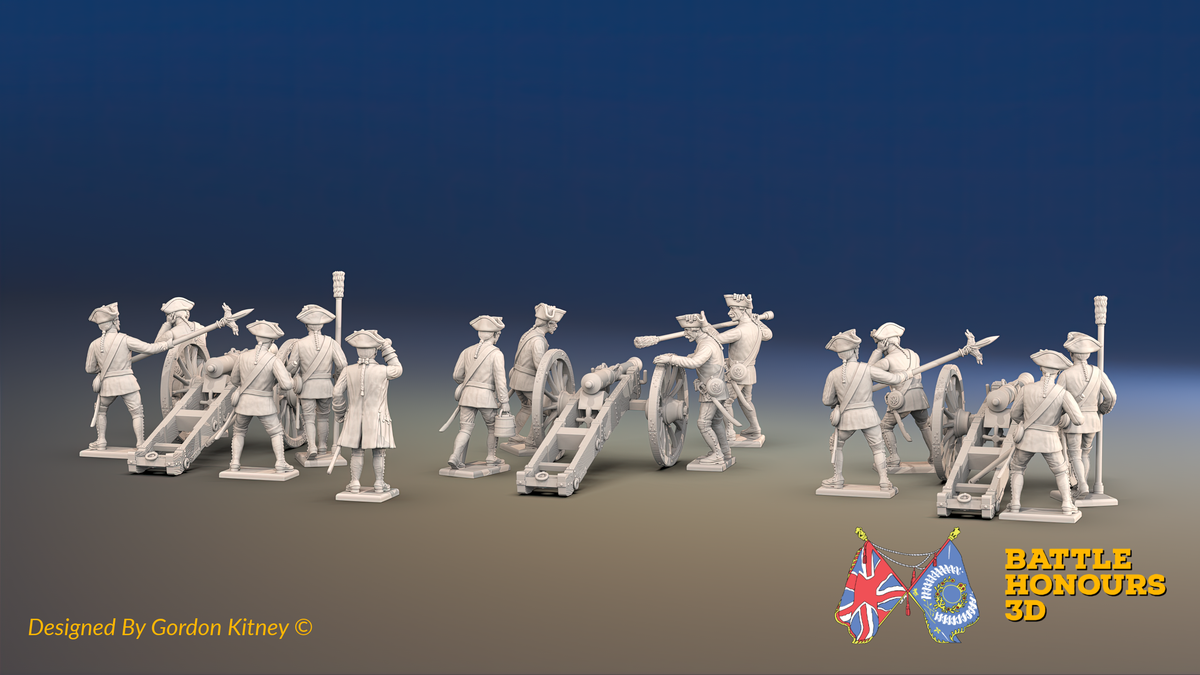Seven Years’ War Russian Artillery Battery - 8-Pounders - Summer Uniform - 3 Guns and 13 Figures, rear view. Supplied unpainted.
