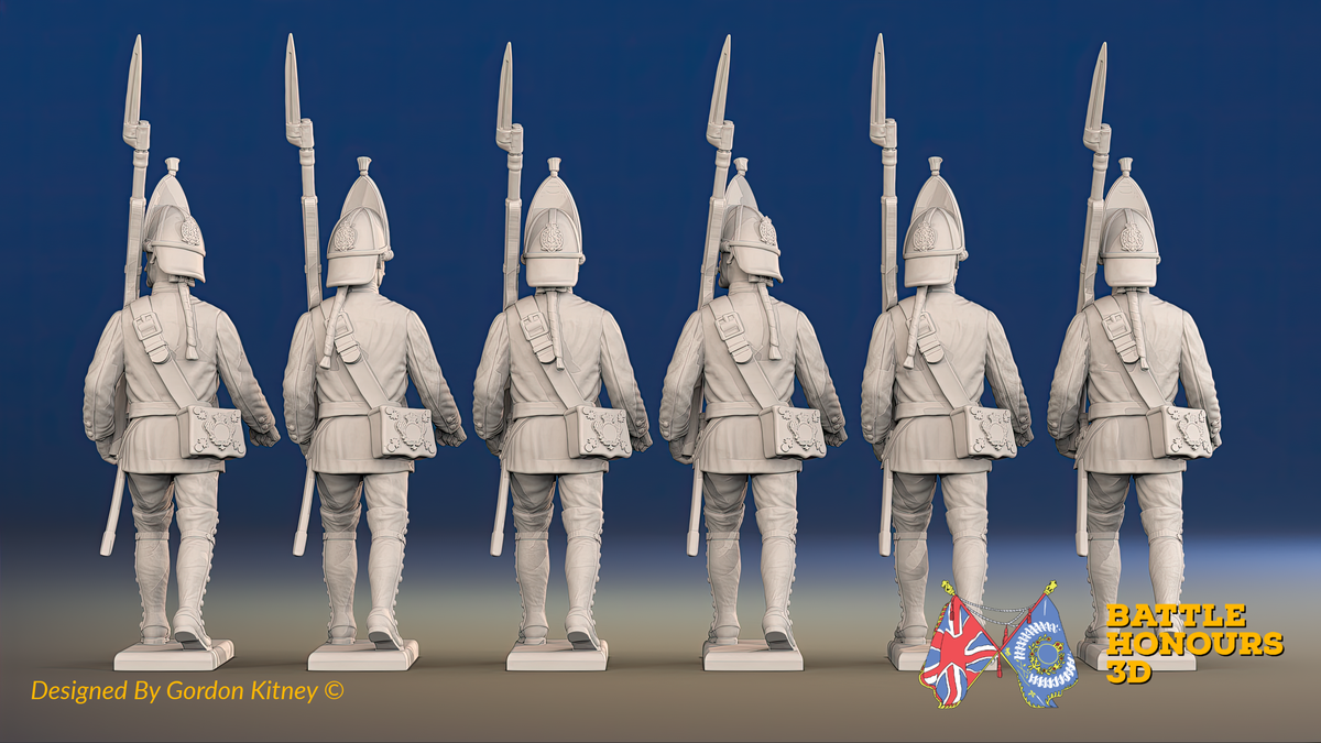 Seven Years’ War Russian Grenadiers - March Attack - Summer Uniform, rear view. Supplied unpainted.
