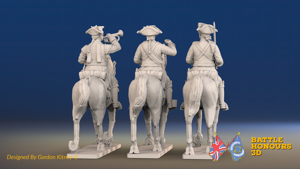 Seven Years’ War Russian Cuirassiers Command, rear view. Supplied unpainted.