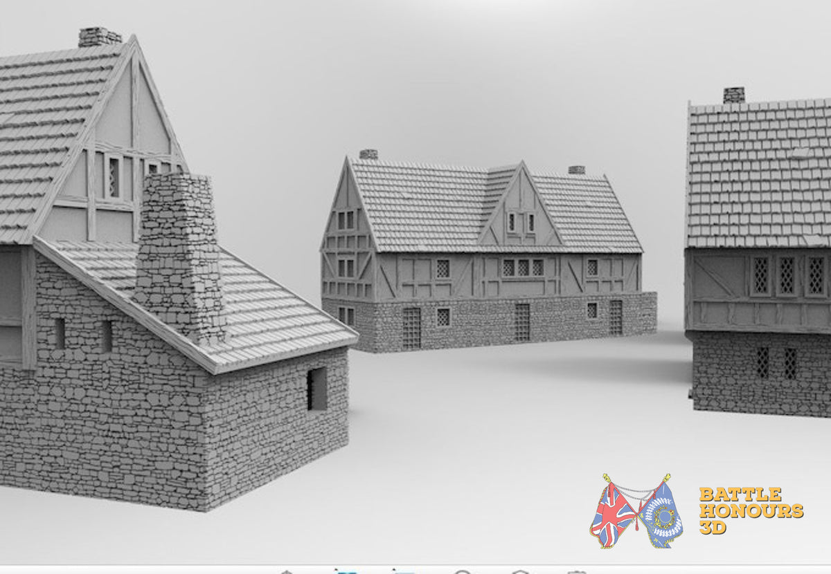 Medieval guildhouse terrain model view 1