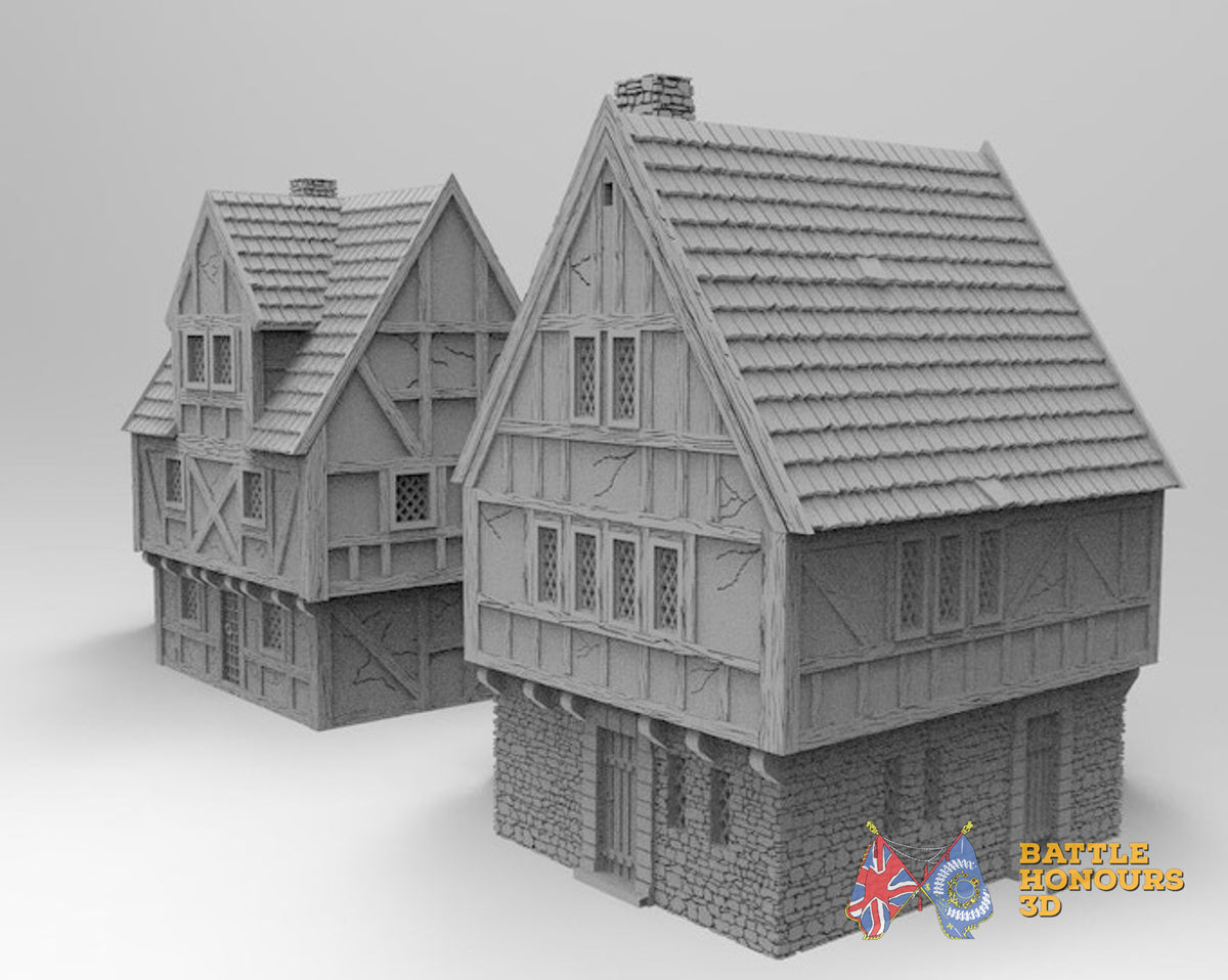 Medieval houses terrain model view 2