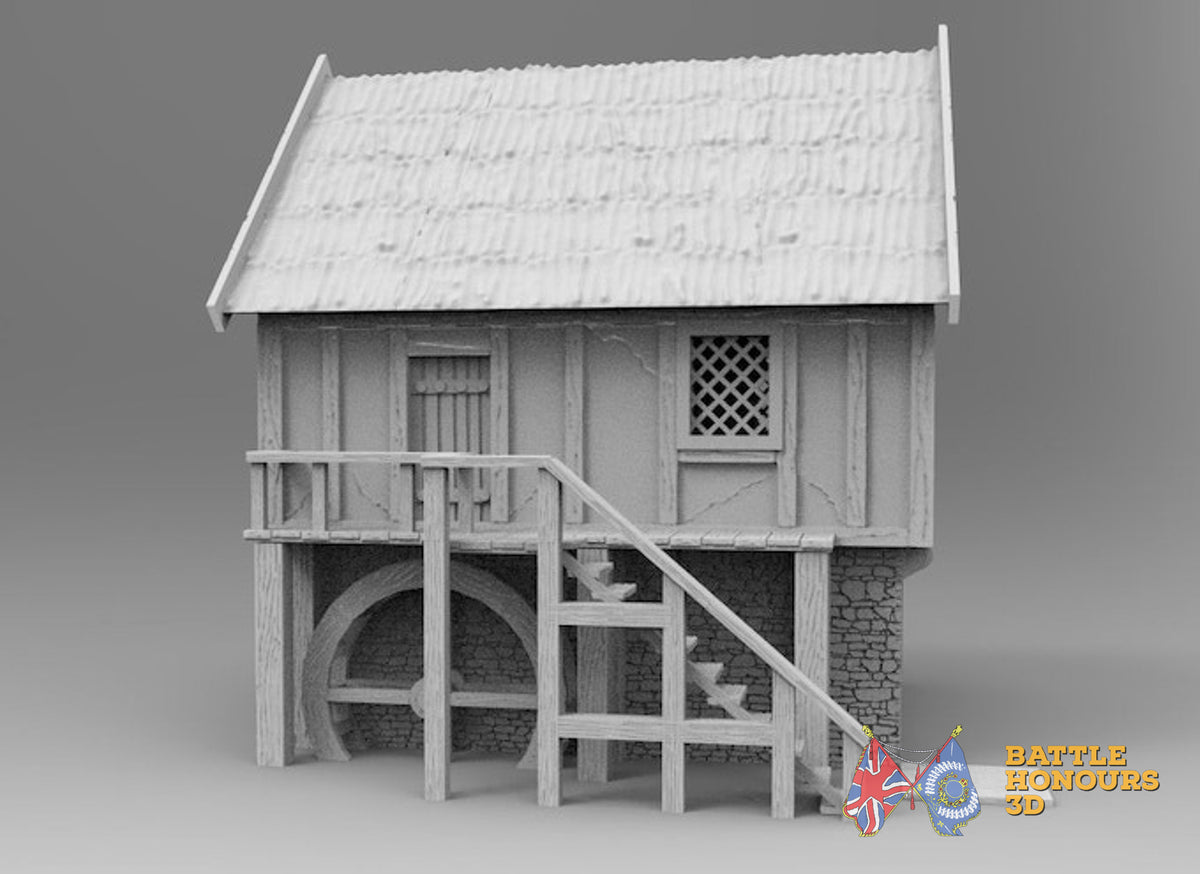 Medieval watermill terrain model view 4