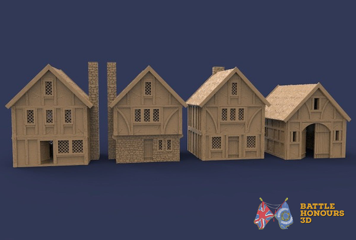 Medieval village terrain set model view 2