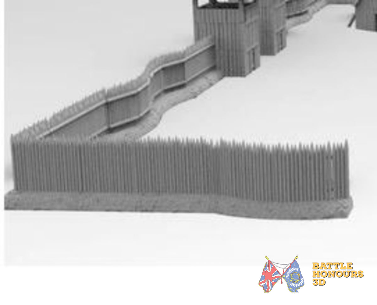 Palisade walls with towers terrain model view 4