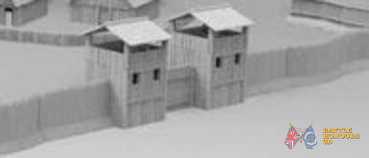 Palisade walls with towers terrain model view 2
