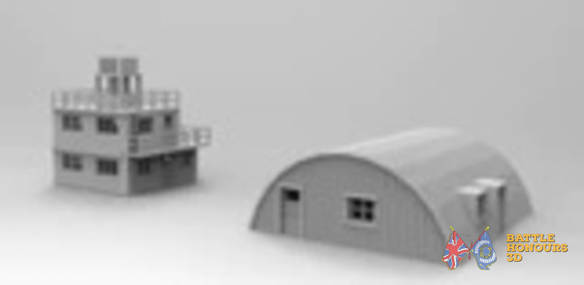 RAF control tower and hut terrain model view 3