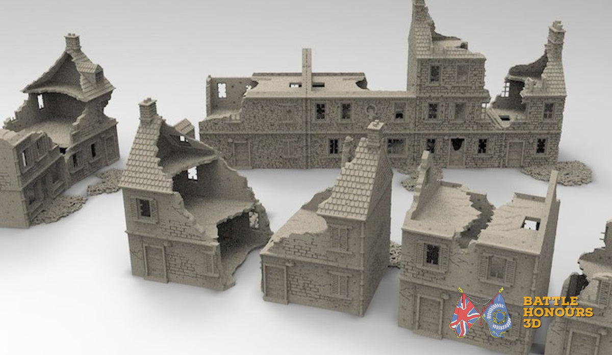 French destroyed town terrain set view 1