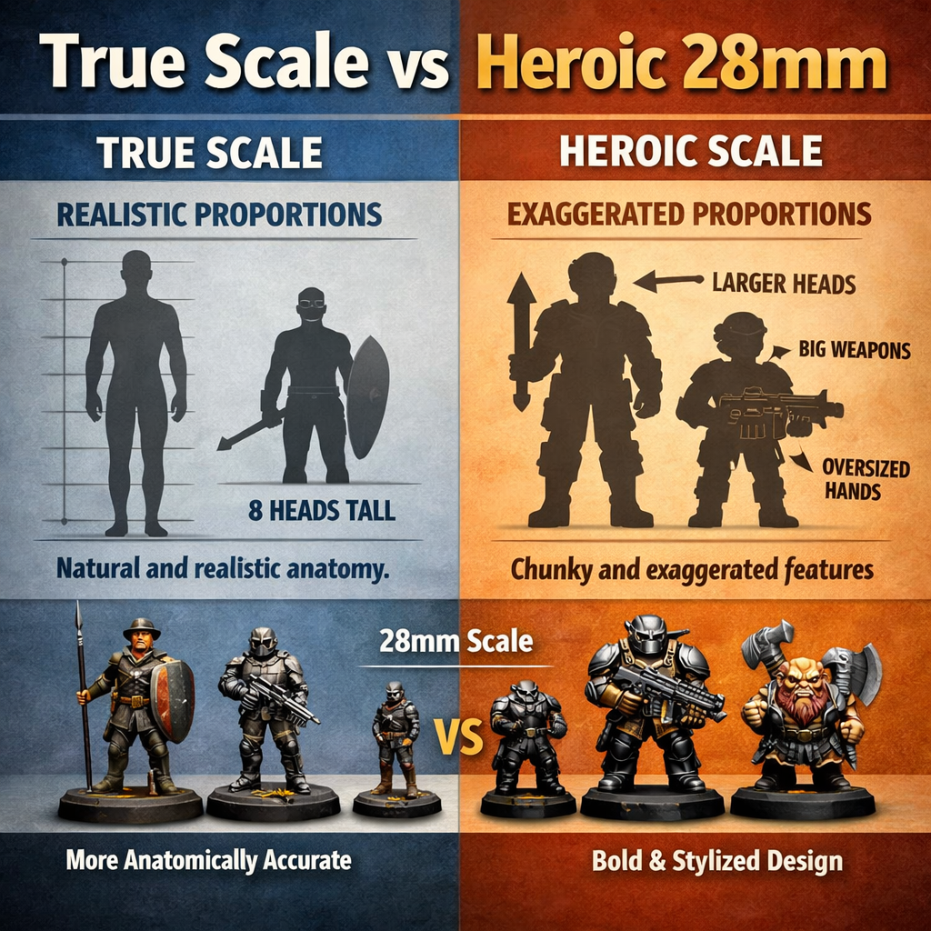 True Scale vs Heroic 28mm