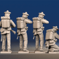 Napoleonic British 60th Rifles loading and firing in forage caps rear view