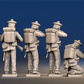 Napoleonic British 95th Rifles loading and firing in forage caps rear view