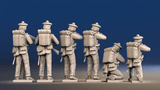 Napoleonic British 95th Rifles loading and firing in forage caps rear view