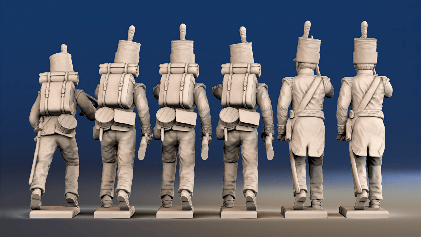 Napoleonic British Light Infantry Command - Advancing, Stovepipe Shako