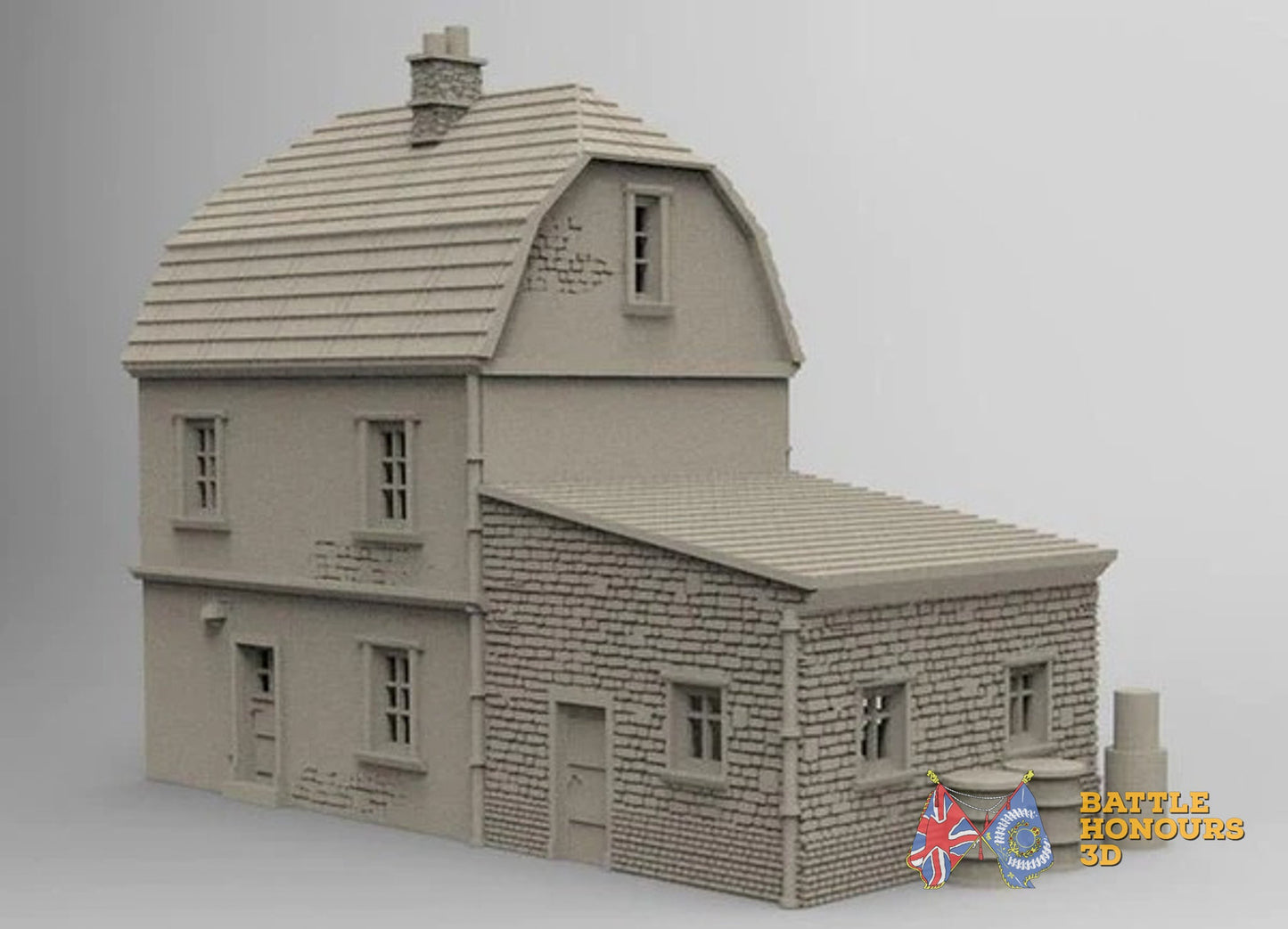 French garage with annex terrain model view 1