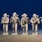 WW2 British Commandos in cap comforters advancing, front view